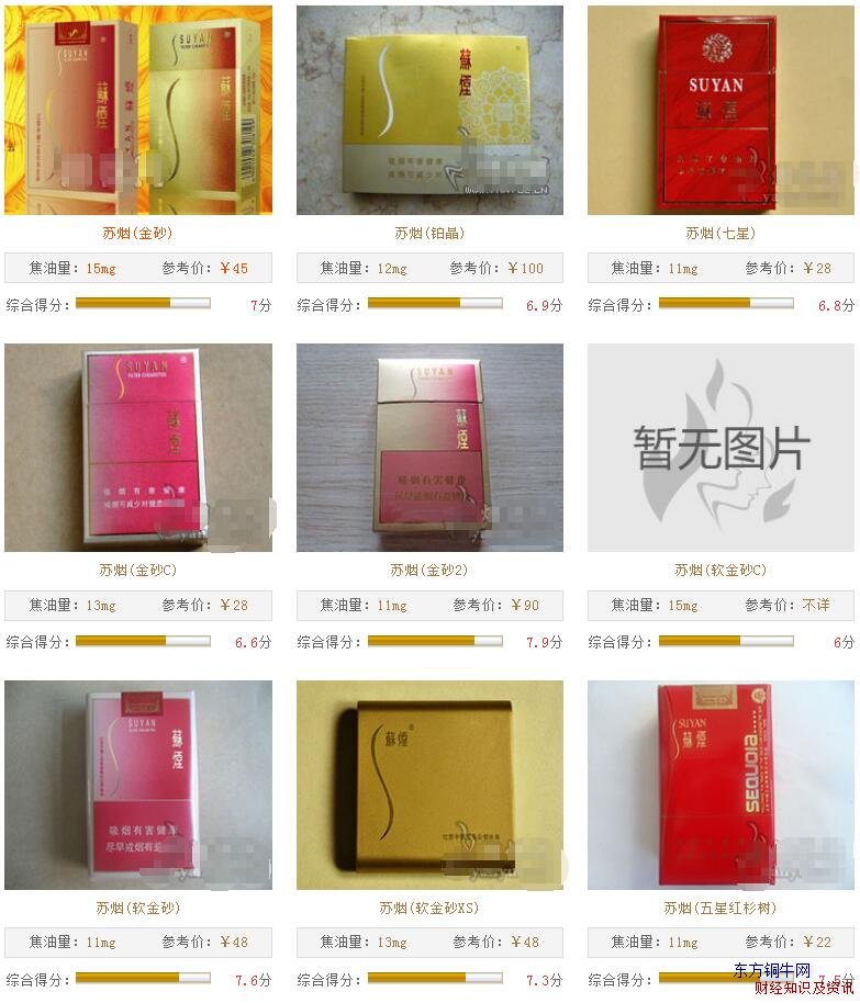 苏烟全部系列价格表